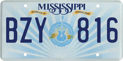 MS license plate BZY816