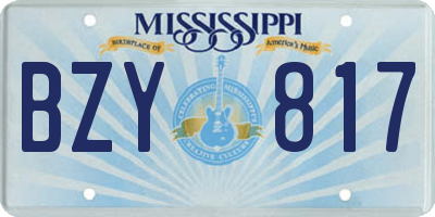 MS license plate BZY817