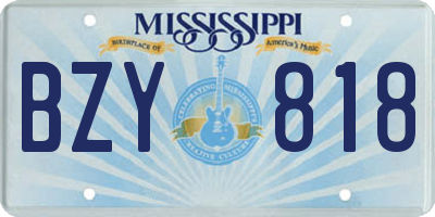 MS license plate BZY818