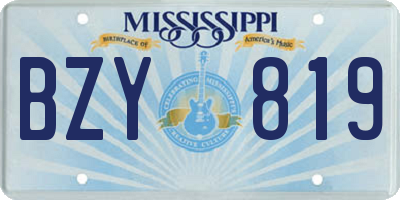 MS license plate BZY819
