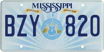MS license plate BZY820