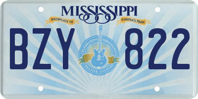 MS license plate BZY822