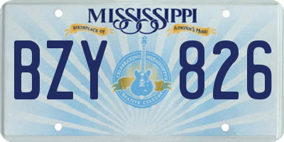 MS license plate BZY826