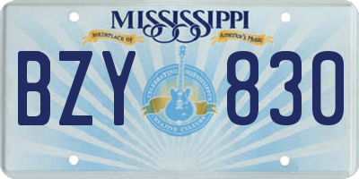 MS license plate BZY830