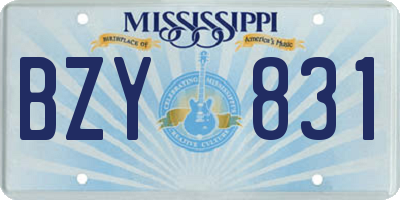 MS license plate BZY831