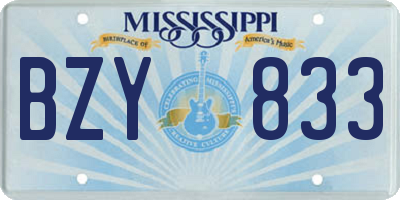 MS license plate BZY833