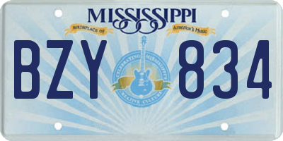 MS license plate BZY834