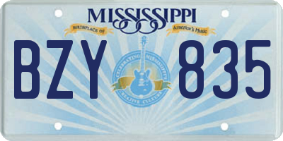 MS license plate BZY835