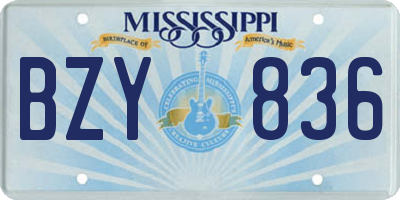 MS license plate BZY836