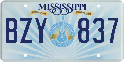 MS license plate BZY837