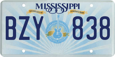MS license plate BZY838