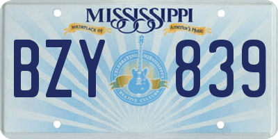 MS license plate BZY839