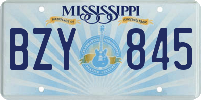 MS license plate BZY845