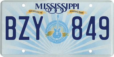 MS license plate BZY849