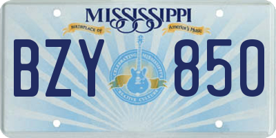 MS license plate BZY850