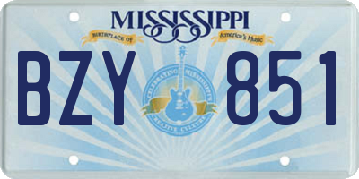 MS license plate BZY851