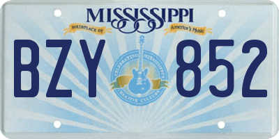 MS license plate BZY852