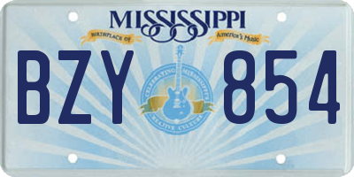 MS license plate BZY854