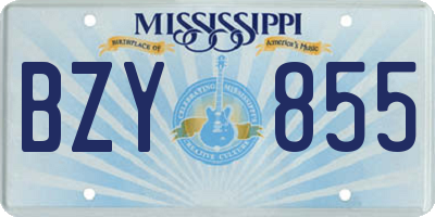 MS license plate BZY855