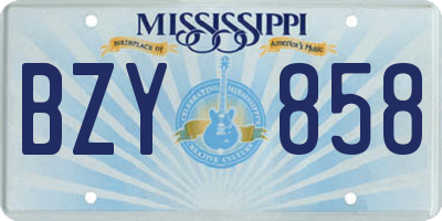 MS license plate BZY858