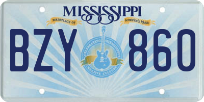 MS license plate BZY860