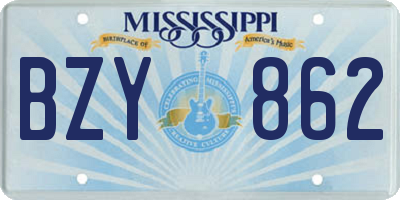 MS license plate BZY862