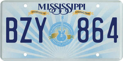 MS license plate BZY864