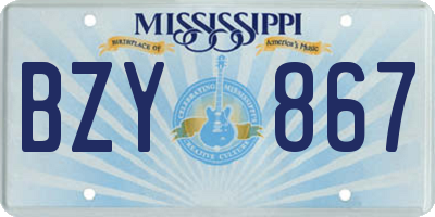 MS license plate BZY867