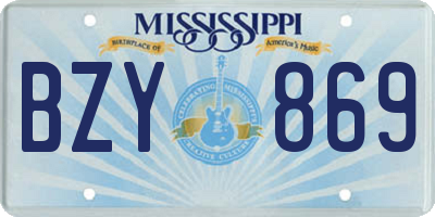 MS license plate BZY869