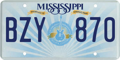 MS license plate BZY870
