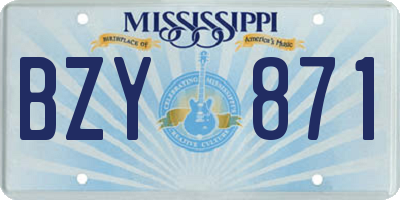 MS license plate BZY871
