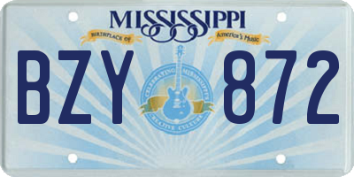 MS license plate BZY872