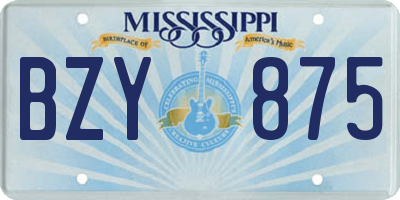 MS license plate BZY875