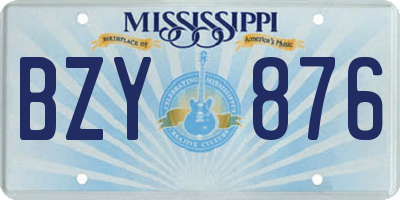 MS license plate BZY876