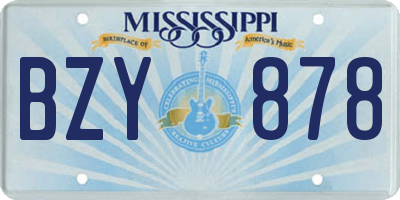 MS license plate BZY878