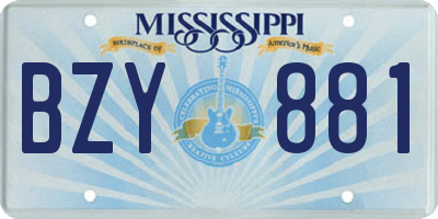 MS license plate BZY881