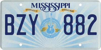 MS license plate BZY882