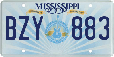 MS license plate BZY883