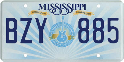 MS license plate BZY885