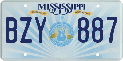 MS license plate BZY887