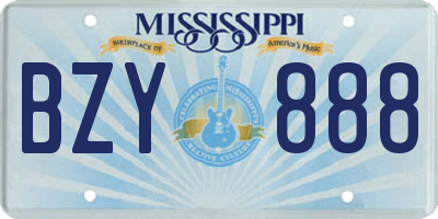 MS license plate BZY888