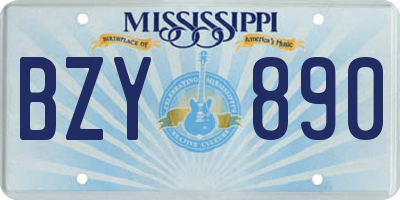 MS license plate BZY890