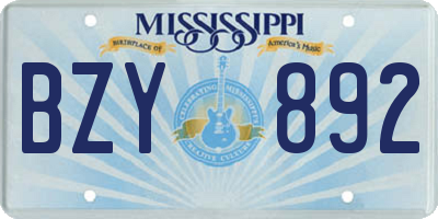 MS license plate BZY892