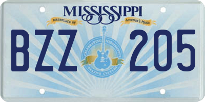 MS license plate BZZ205