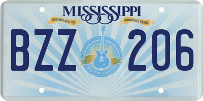 MS license plate BZZ206