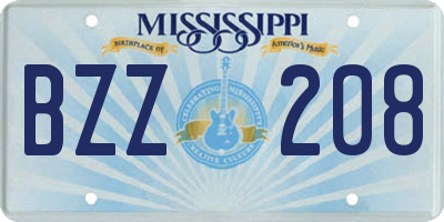 MS license plate BZZ208