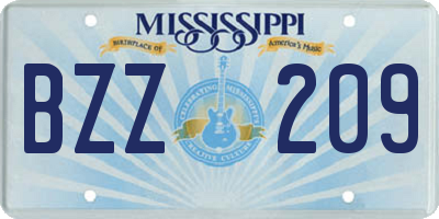 MS license plate BZZ209