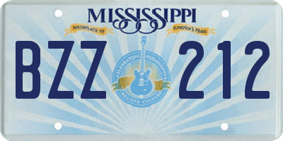 MS license plate BZZ212