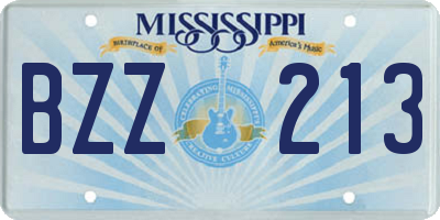 MS license plate BZZ213