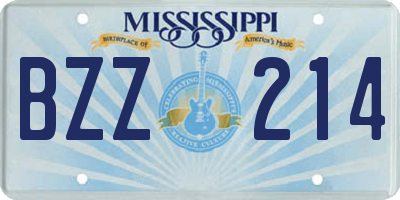 MS license plate BZZ214